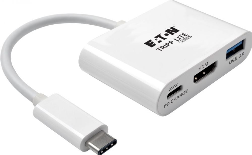 Eaton Tripp Lite Series USB C to HDMI Multiport Video Adapter Converter 1080p w USB-A Hub & USB-C PD Charging, Thunderbolt 3 CompatibleUSB Type C to
