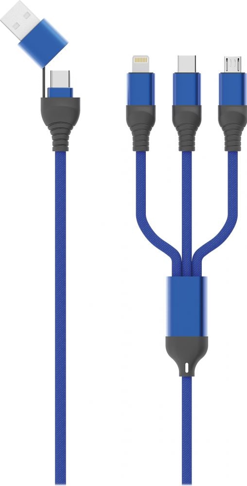 2GO USB / Type C Ladekabel All in One blau 120cm