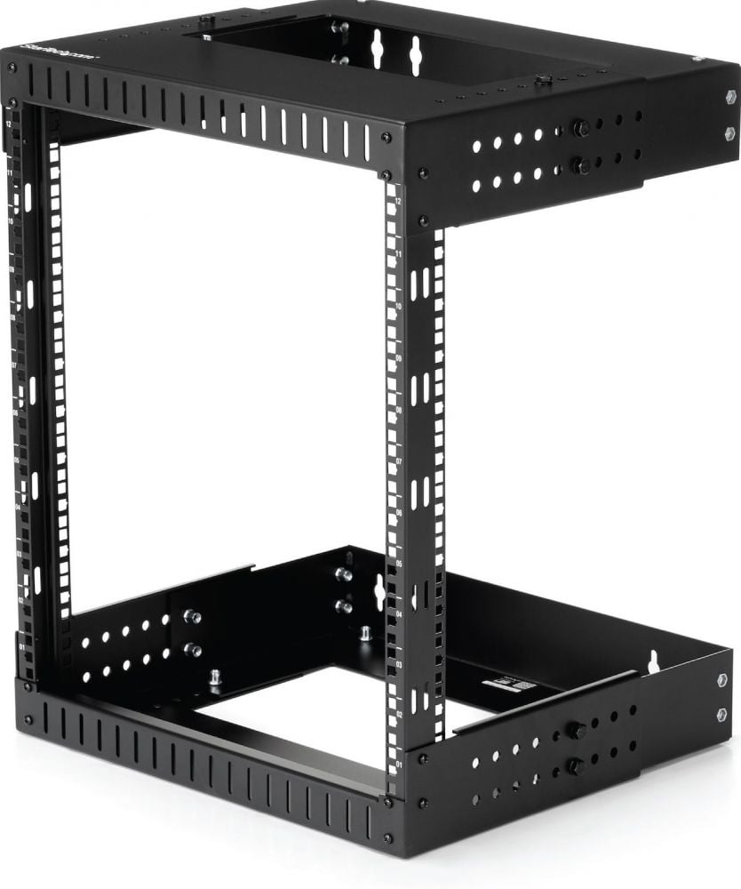 StarTech.com 12U 19" Wall Mount Network Rack, Adjustable Depth 12-20" 2 Post Open Frame Server Room Rack for AVData IT CommunicationComputer