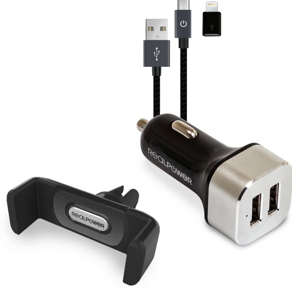 RealPower Mobile Car Set - KFZ-Ladeset + Kabel + houderung