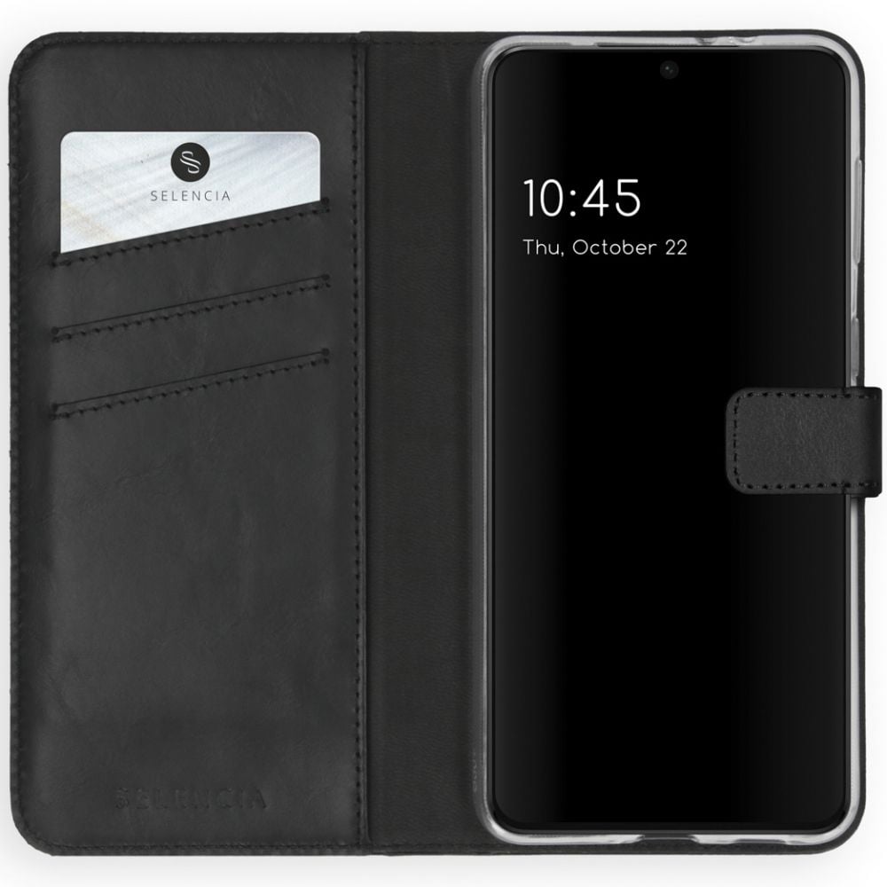 Selencia Echt Lederen Bookcase Samsung Galaxy S21 Plus - Zwart