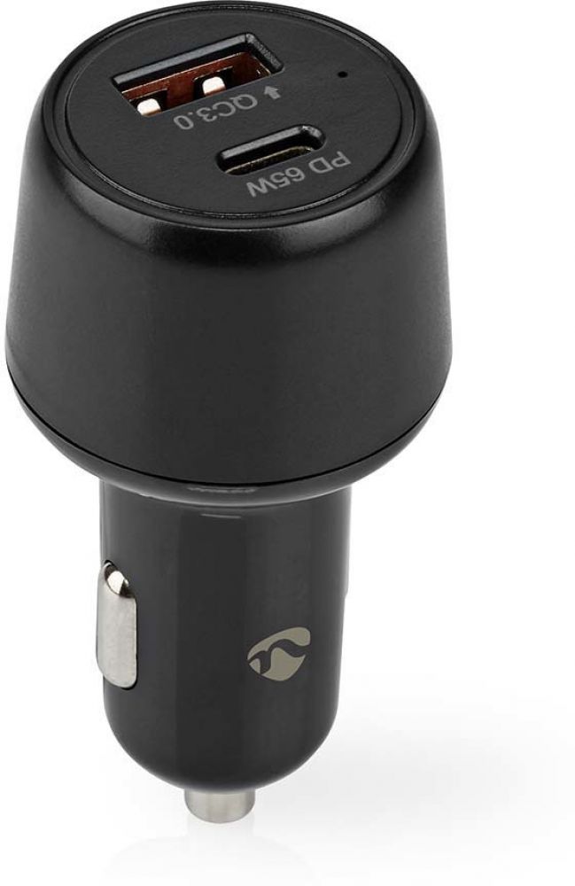 NEDIS Autolader / 2.0 / 3.0 / 3.25 A / Outputs: 2 / Poorttype: USB-A / USB-C / 65 W /Automatische Voltage Selectie