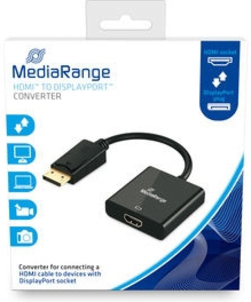MediaRange HDMI Buchse/DP STecker 10 Gbit/s 15cm schwarz