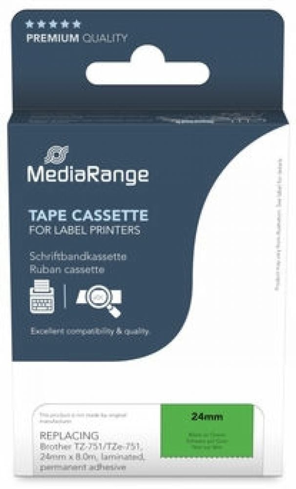 MediaRange Schriftbandka. Brother TZ-751/TZe-751 24mm 8m zwart