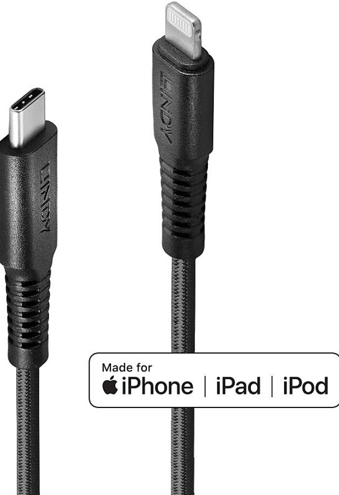 Lindy 3m verstärktes USB Type C an Lightning oplaadkabel
