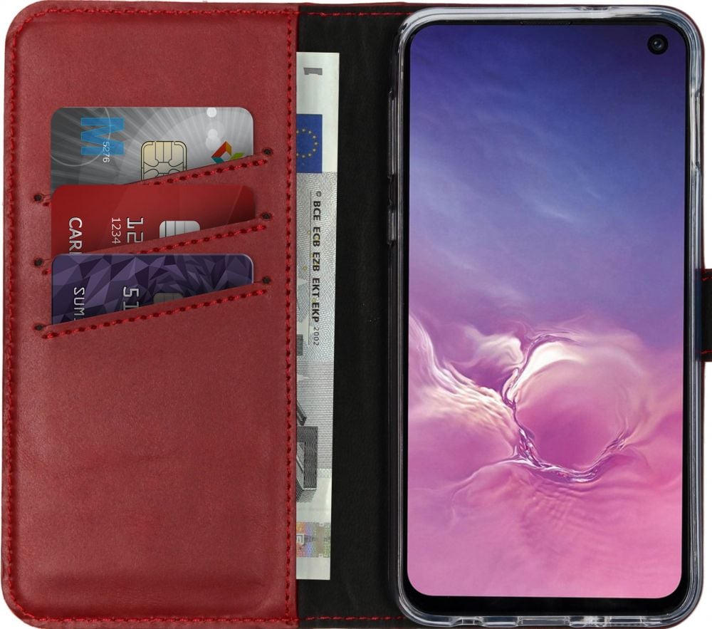 Selencia Echt Lederen Bookcase Samsung Galaxy S10e - Rood
