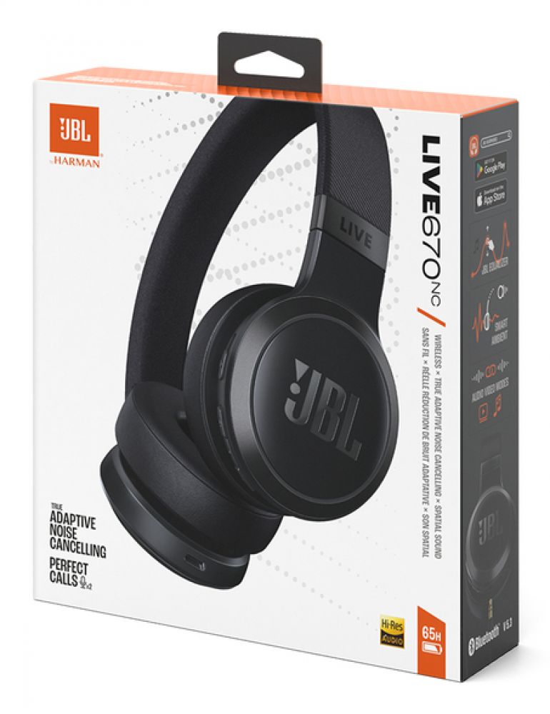 JBLWless On-Ear Headphones LIVE 670NC Noise-Cancelling Black