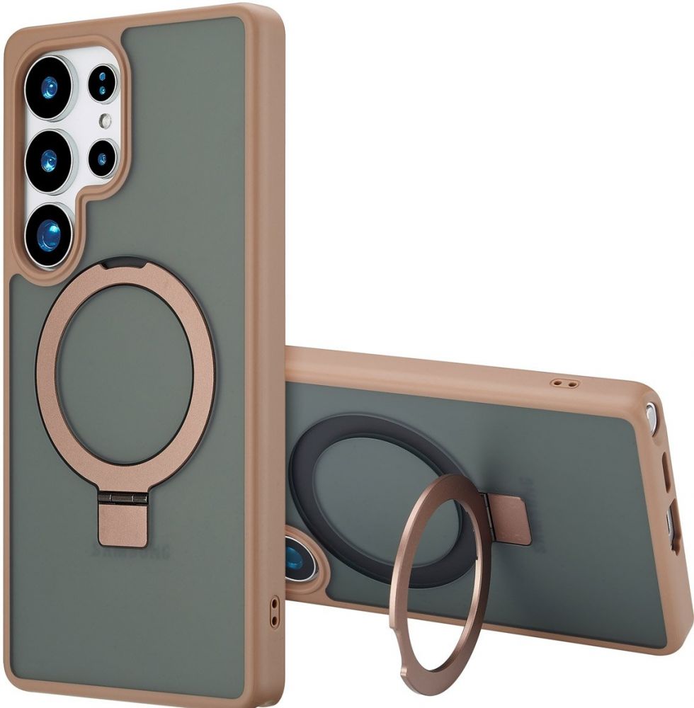 Accezz Ring Stand Backcover met MagSafe Samsung Galaxy S25 Ultra - Brown