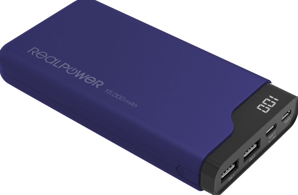 Powerbank RealPower Type-C 15000 Midnight blue
