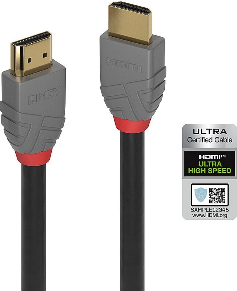 Lindy HDMI Kabel Ultra High Speed 2m, Anthra Line