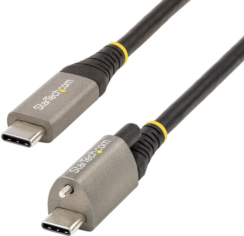 StarTech.com 1m Vergrendelbare USB-C Kabel met Topschroef, 10Gbps, USB 3.13.2 Gen 2 Type-C Kabel, 100W (5A) Power Delivery Charging, DP Alt Mode,