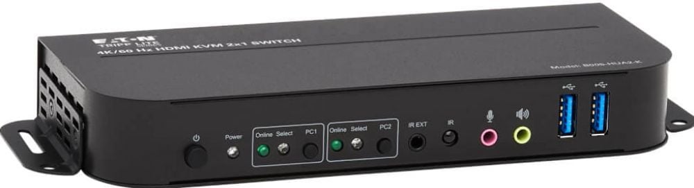 Eaton Tripp Lite series HDMI KVM, 2-Port 4K 60Hz 4:4:4, HDR, HDCP 2.2 Support, IR Remote and USB Cables - KVM  audio  USB switch