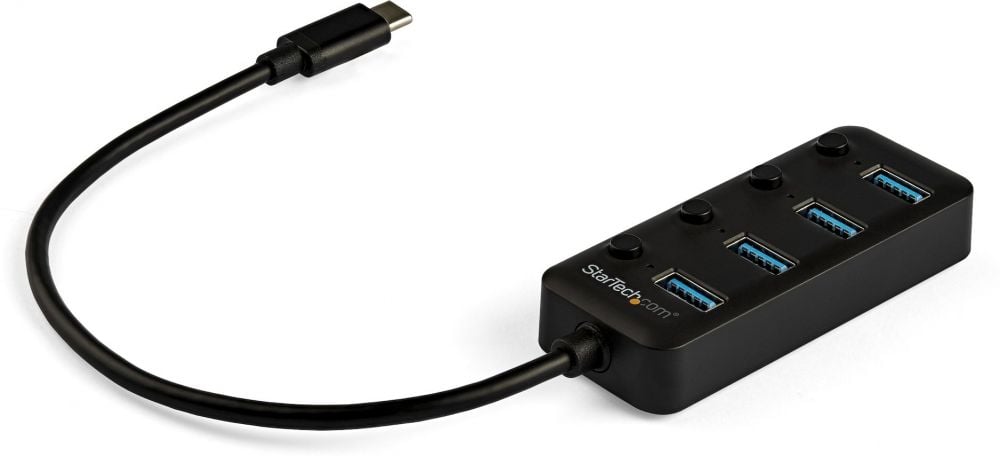 StarTech.com 4 poorts USB C hub - 4x USB-A poorten met AanUit knoppen