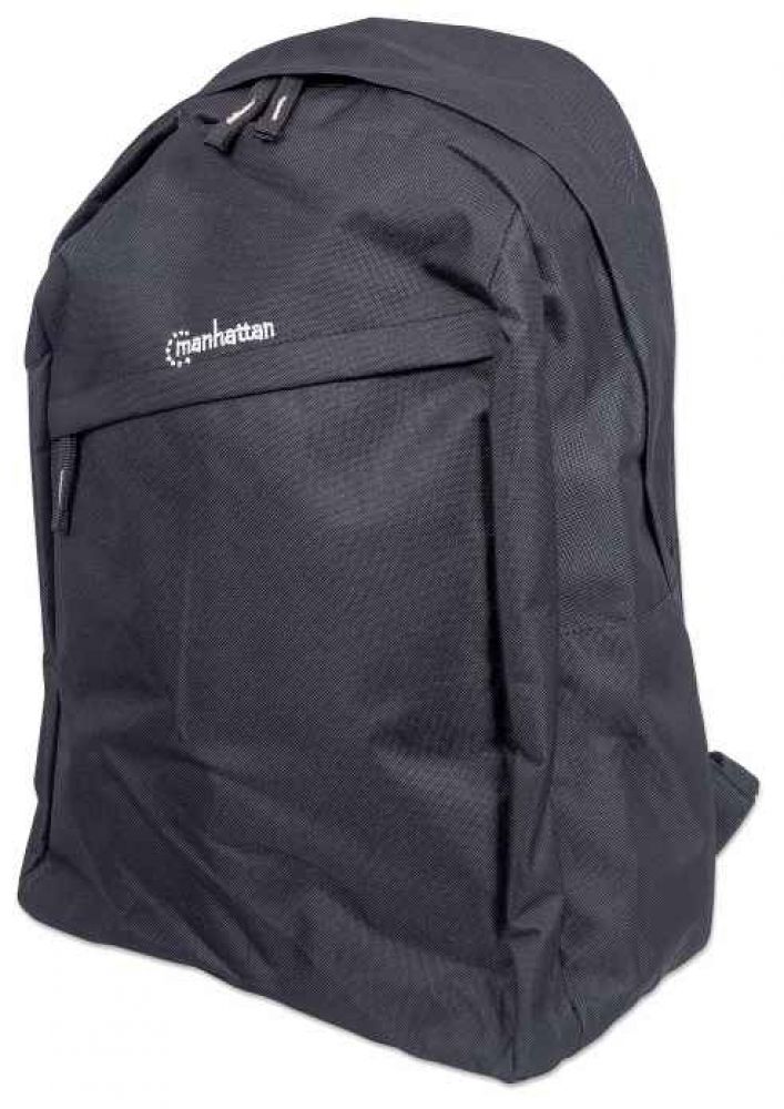 Manhattan Knappack Backpack 15.6", Black, LOW COST, Lightweight, Internal Laptop Sleeve, Accessories Pocket, Padded Adjustable Shoulder Straps, Water