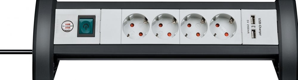 Extension Socket 1.8 m Black/gray - Protective Contact
