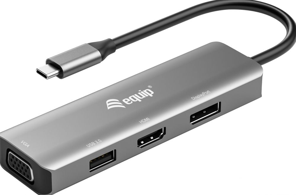 Equip 133485 - USB-C naar HDMI/DisplayPort/VGA/USB adapter