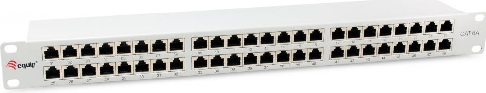 Equip Patchpanel 48x RJ45 Cat6A 19" FTP 1HE Premium helder grijs