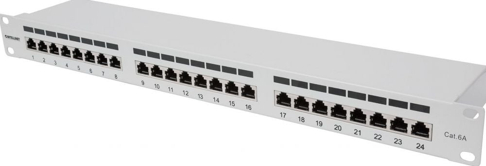 Intellinet 24-Port Cat6a Patchpanel FTP 1HE grijs