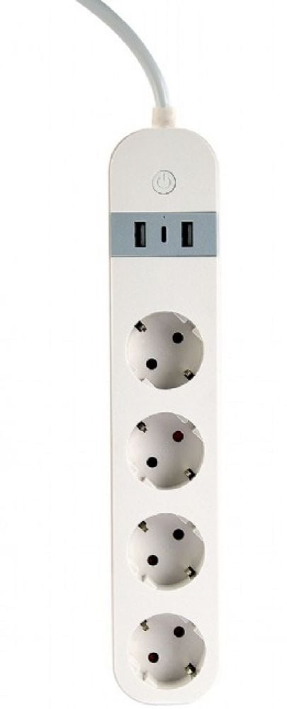 gembird Smart Home Steckdosenleiste 4Fach, m.USB-Charge weiß