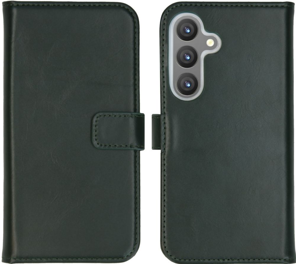 Selencia Echt Lederen Bookcase Samsung Galaxy S24 - Groen
