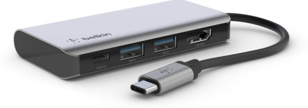BELKIN Belkin CONNECT 4-in-1 - Adapter voor hub met meerdere poorten