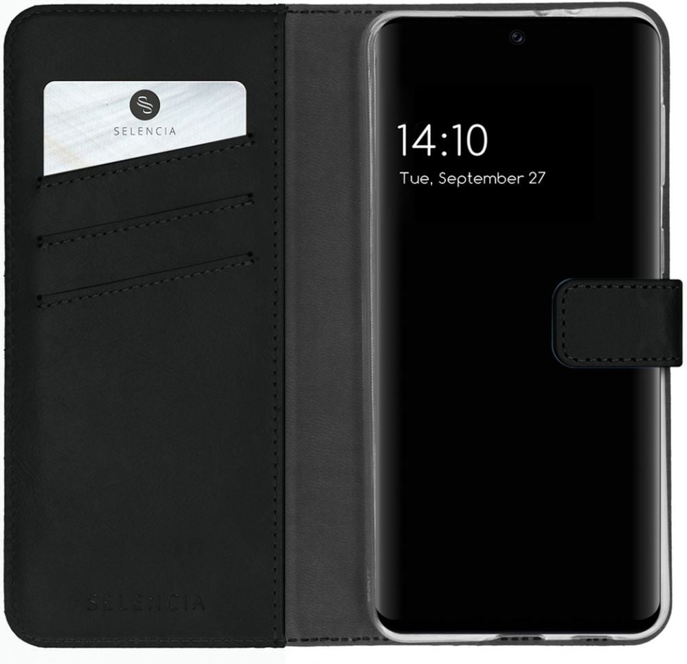 Selencia Echt Lederen Bookcase Samsung Galaxy S21 FE - Zwart