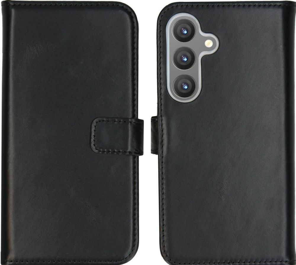 Selencia Echt Lederen Bookcase Samsung Galaxy S24 - Zwart