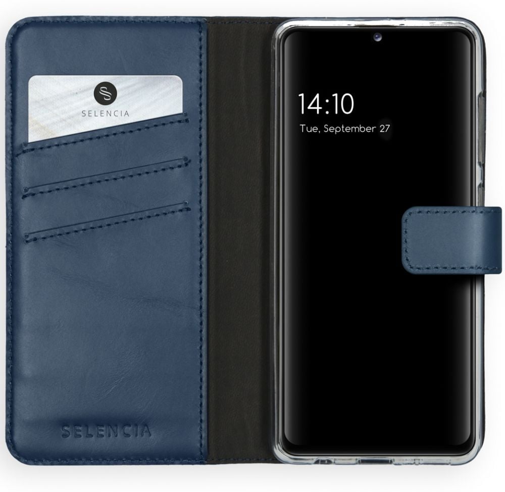 Selencia Echt Lederen Bookcase Samsung Galaxy A41 - Blauw