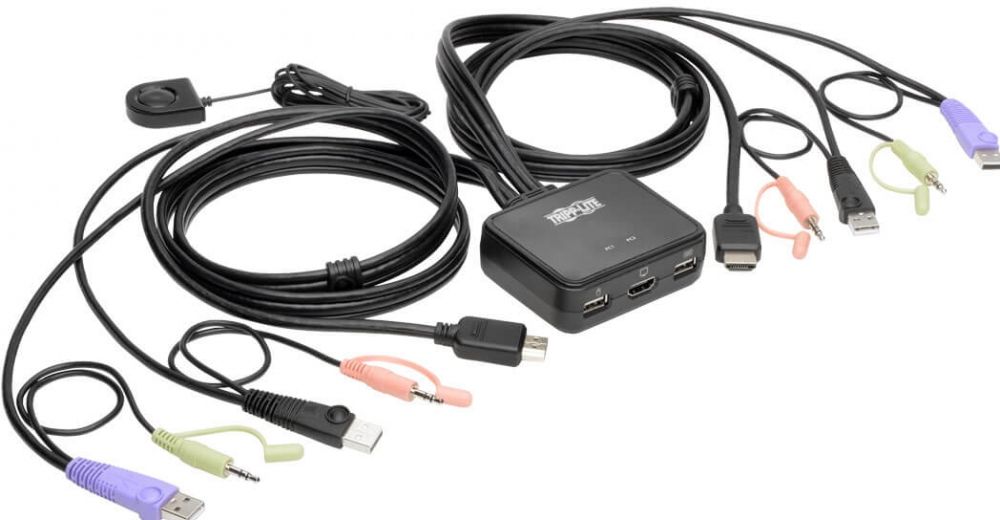 Eaton Tripp Lite series 2-Port USBHD Cable KVM Switch with AudioVideo, Cables and USB Peripheral Sharing - KVM  audio  USB switch