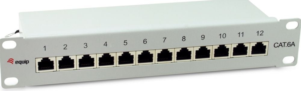Equip Patchpanel 12x RJ45 Cat6A 10" FTP 1HE Premium helder grijs