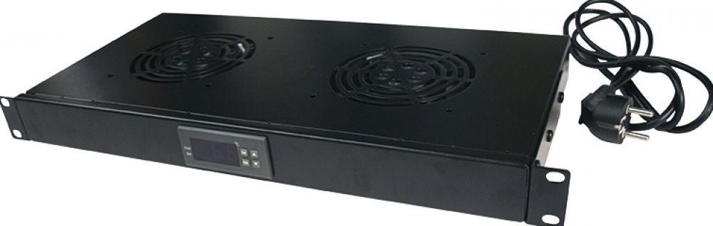 LogiLink 19"koelereinschub met 2 koelern, zwart