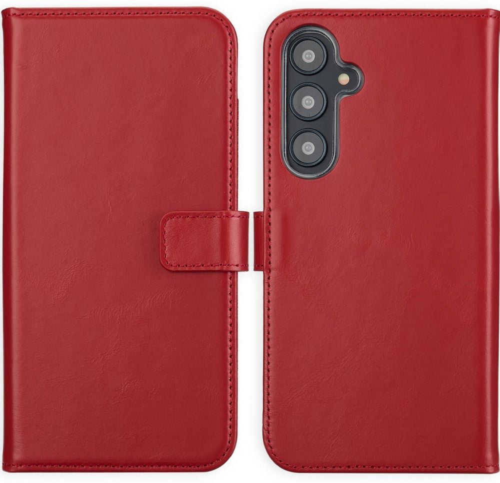 Selencia Echt Lederen Bookcase Samsung Galaxy S24 FE - Rood