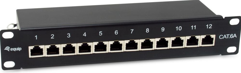 Equip Patchpanel 12x RJ45 Cat6A 10" FTP 1HE Premium zwart