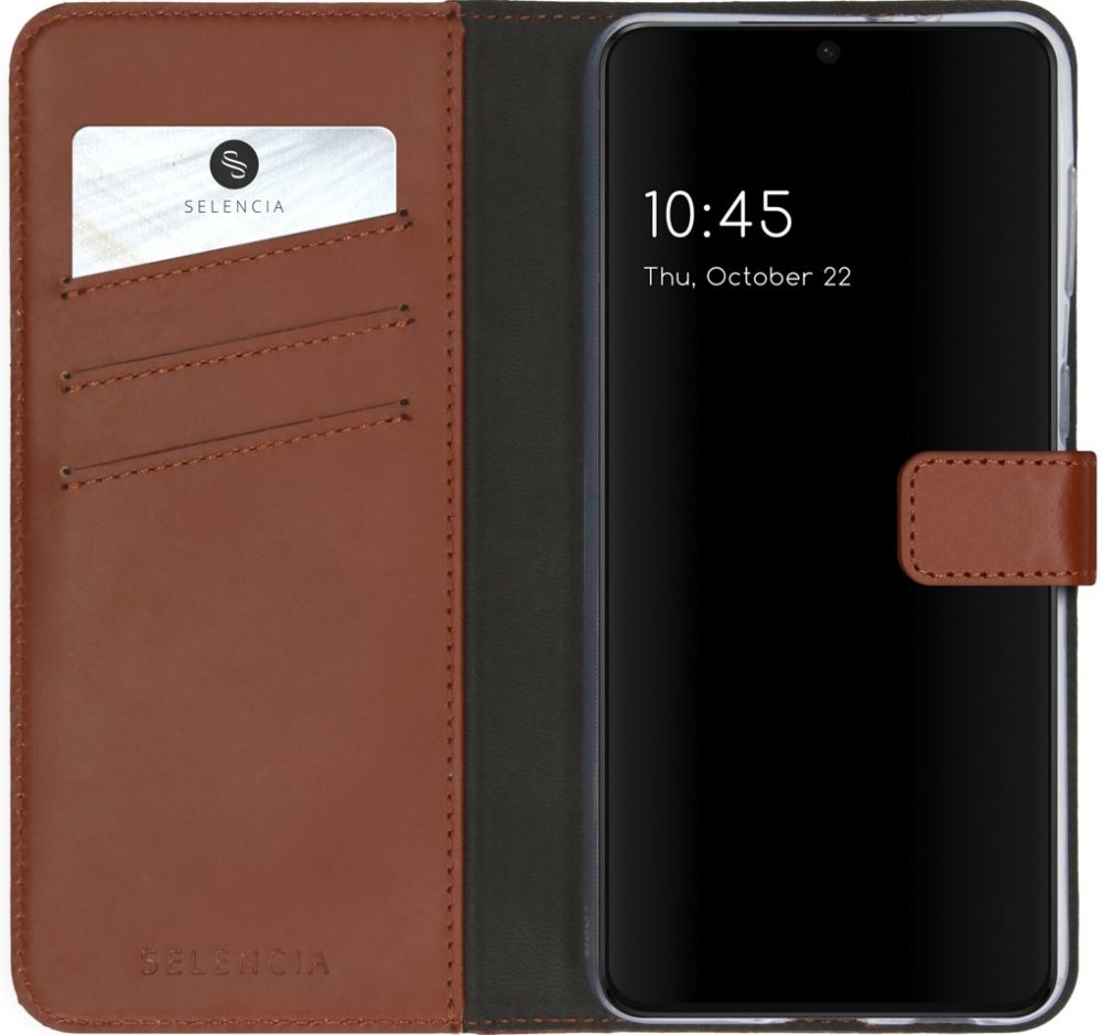 Selencia Echt Lederen Bookcase Samsung Galaxy S21 Plus - Lichtbruin
