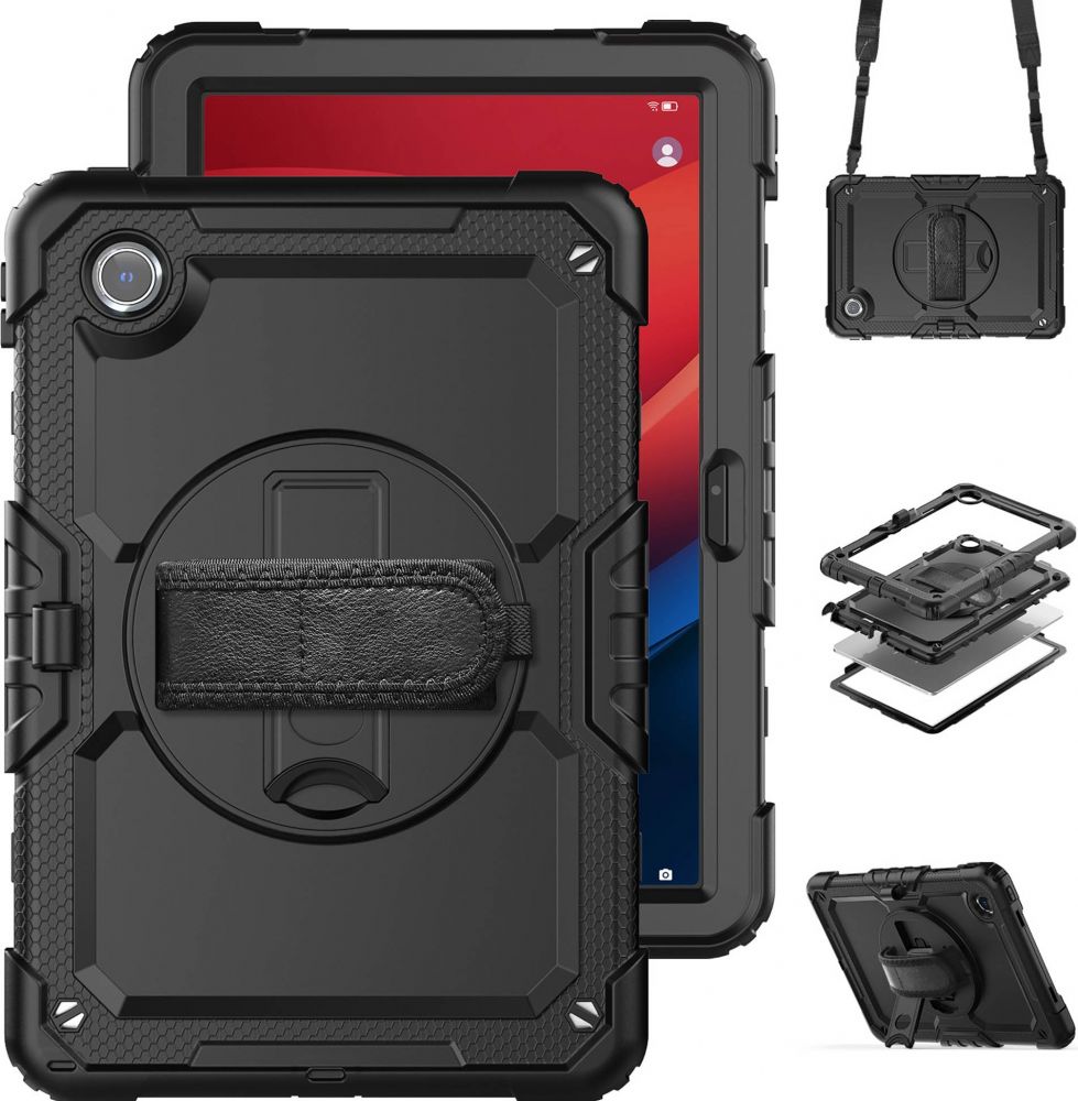 Accezz Rugged Backcover Shoulder Strap Lenovo Tab M11 - Zwart
