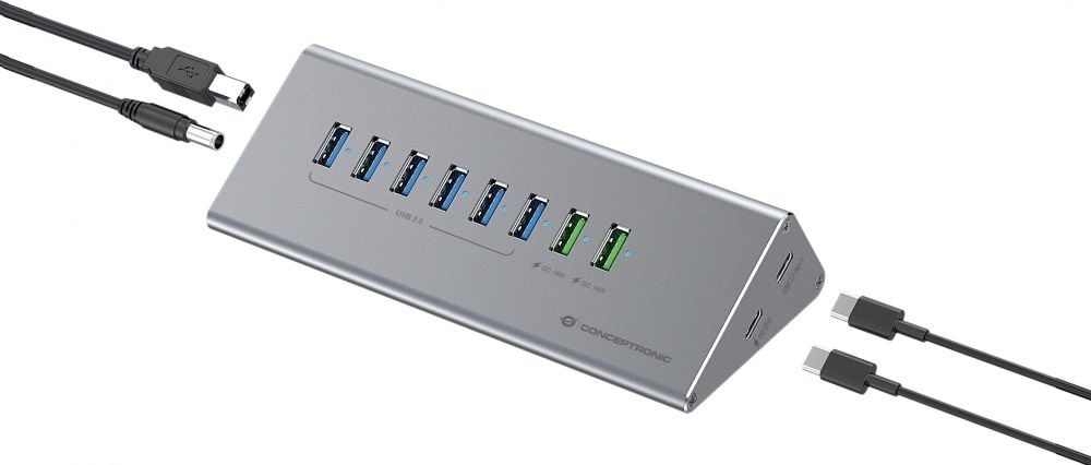 CONCEPTRONIC Dock USB-C->1xUSB-C,6xUSB-A,100WPD o.N.0.37m