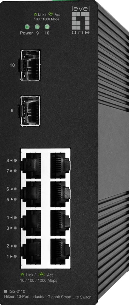 LevelOne Switch 10x GE IGS-2110 2xSFP, 8xRJ45 Ports zwart
