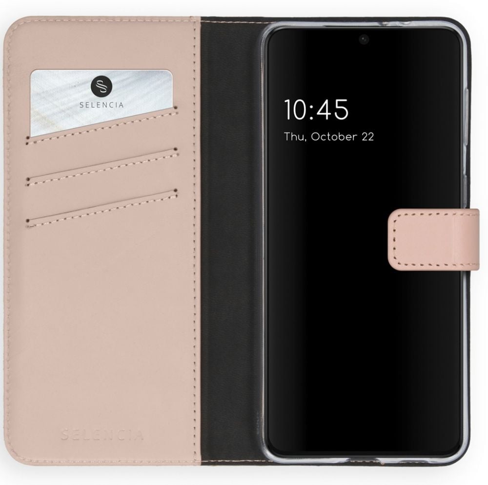 Selencia Echt Lederen Bookcase Samsung Galaxy S21 - Roze