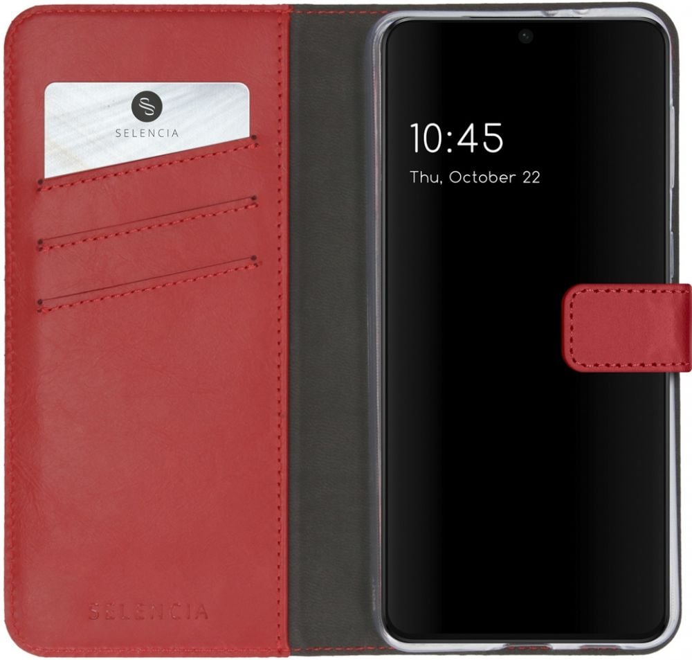 Selencia Echt Lederen Bookcase Samsung Galaxy S21 - Rood