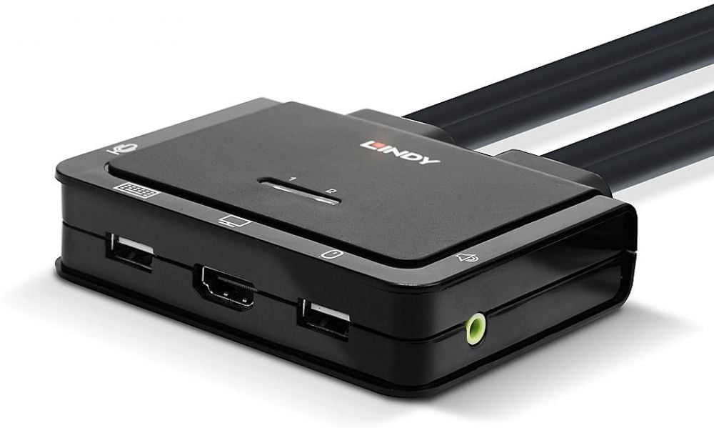 Lindy 2 Port HDMI 2.0, USB 2.0 & Audio Cable KVM Switch - KVM  audioschakelaar