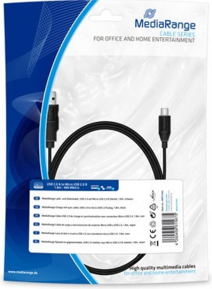 MediaRange Lade- & Datenk. USB 2.0 auf Micro USB 2.0 B 1.8m