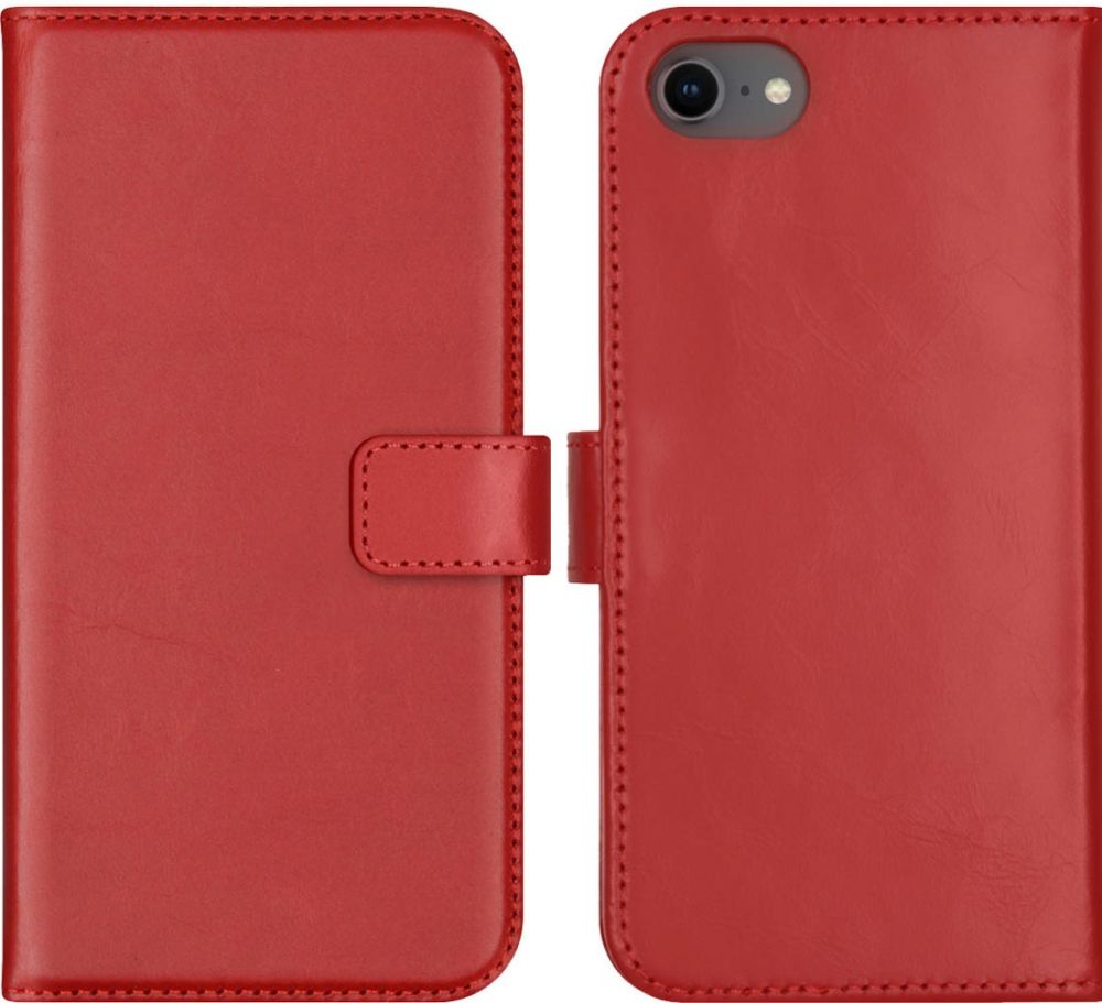Selencia Echt Lederen Bookcase iPhone SE (2022 / 2020) / 8 / 7 / 6(s) - Rood