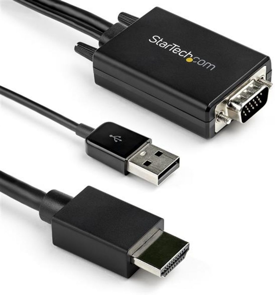 StarTech.com 2m VGA to HDMI Converter Cable with USB Audio Support & Power, Analog to Digital Video Adapter Cable to connect a VGA PC to HDMI Display,