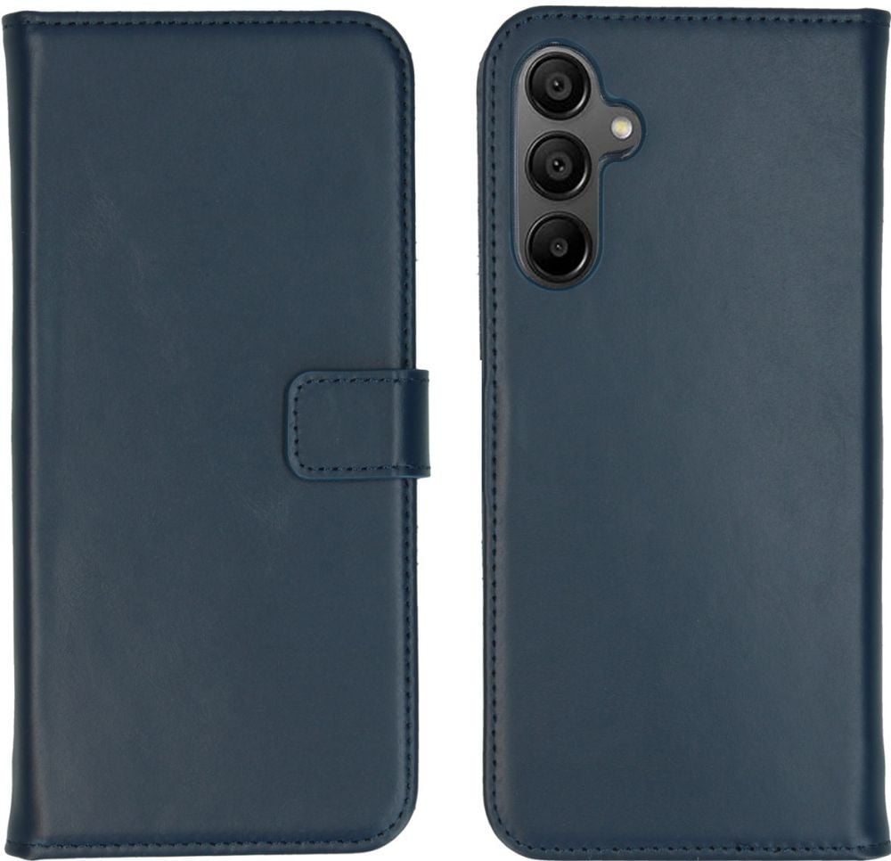 Selencia Echt Lederen Bookcase Samsung Galaxy A15 (5G/4G) - Blauw