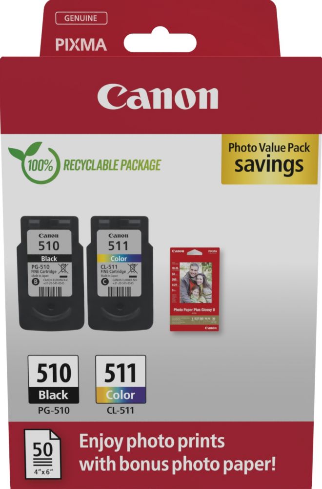 Canon PG-510CL-511 Photo Paper Value Pack - 2