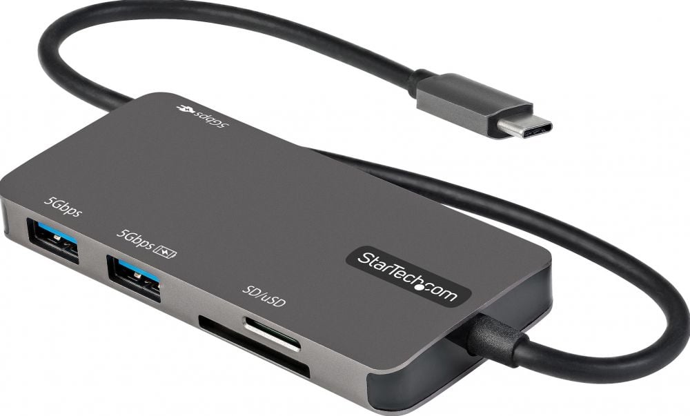 StarTech.com USB C Multiport Adapter - USB-C naar 4K HDMI, 100W Power Delivery Pass-through, SDMicroSD Slot, 3-Port USB 3.0 Hub