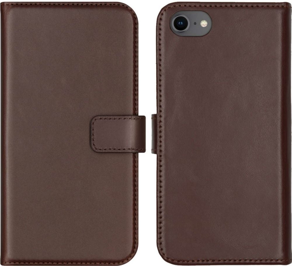 Selencia Echt Lederen Bookcase iPhone SE (2022 / 2020) / 8 / 7 / 6(s) - Bruin
