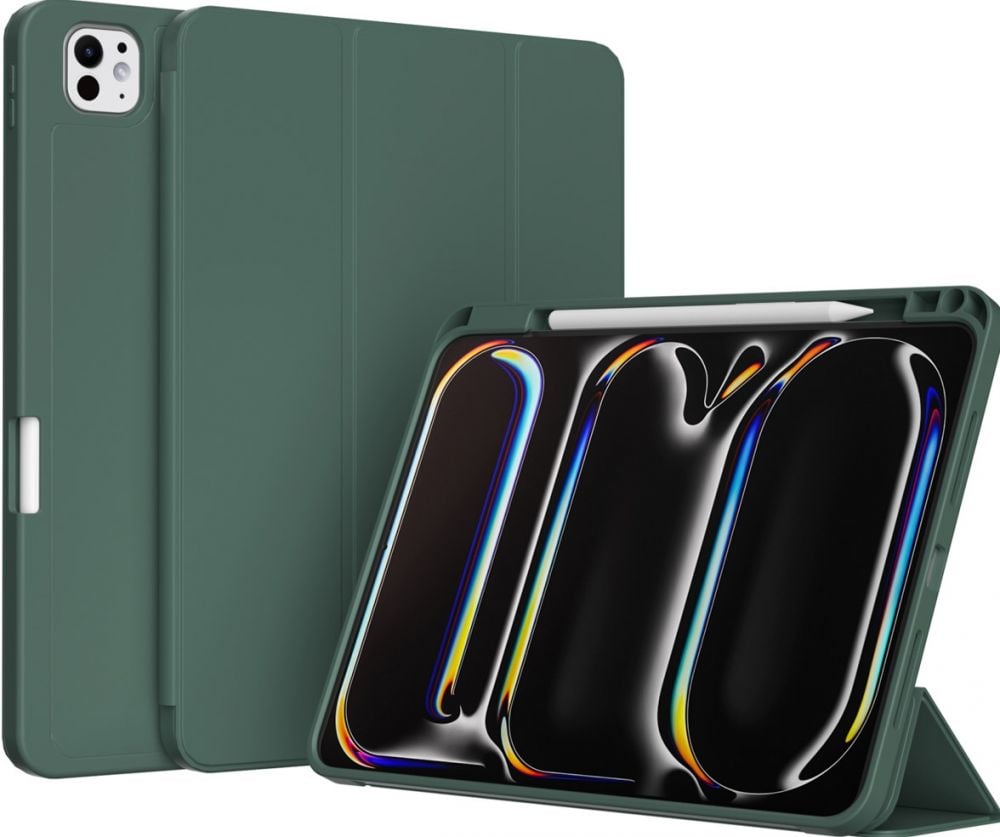 ACCEZZ Accezz Smart Silicone Bookcase iPad Pro 13 (2024) M4 - Donkergroen
