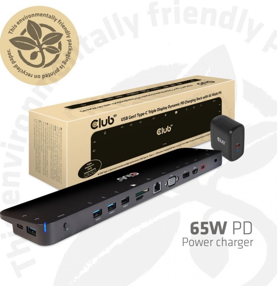 Club 3D Triple Display Dynamic PD Charging Dock - Dockingstation