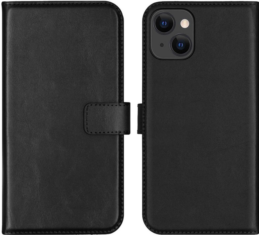 Selencia Echt Lederen Bookcase iPhone 13 - Zwart